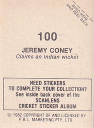 1982 Scanlens Cricket Stickers #100 Jeremy Coney Back