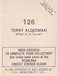 1982 Scanlens Cricket Stickers #126 Terry Alderman Back