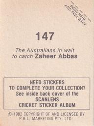 1982 Scanlens Cricket Stickers #147 Zaheer Abbas Back