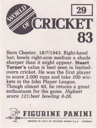 1983 Panini World Of Cricket Stickers #29 Stuart Turner Back