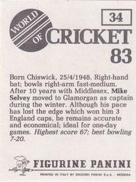 1983 Panini World Of Cricket Stickers #34 Mike Selvey Back