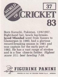 1983 Panini World Of Cricket Stickers #37 Javed Miandad Back