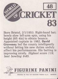 1983 Panini World Of Cricket Stickers #48 David Graveney Back
