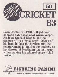 1983 Panini World Of Cricket Stickers #50 Andrew Stovold Back