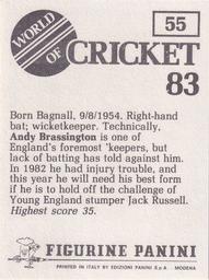 1983 Panini World Of Cricket Stickers #55 Andy Brassington Back