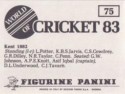 1983 Panini World Of Cricket Stickers #75 Kent Back