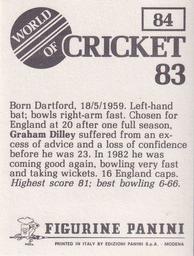 1983 Panini World Of Cricket Stickers #84 Graham Dilley Back