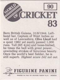 1983 Panini World Of Cricket Stickers #90 Clive Lloyd Back
