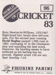 1983 Panini World Of Cricket Stickers #96 David Hughes Back