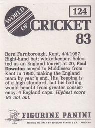 1983 Panini World Of Cricket Stickers #124 Paul Downton Back