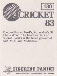 1983 Panini World Of Cricket Stickers #130 Lords Back