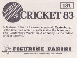1983 Panini World Of Cricket Stickers #131 Canterbury Back