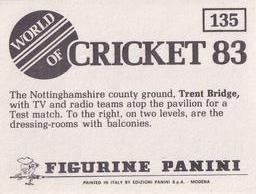 1983 Panini World Of Cricket Stickers #135 Trent Bridge Back