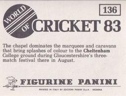 1983 Panini World Of Cricket Stickers #136 Cheltenham Back