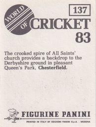 1983 Panini World Of Cricket Stickers #137 Chesterfield Back
