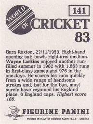 1983 Panini World Of Cricket Stickers #141 Wayne Larkins Back