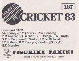1983 Panini World Of Cricket Stickers #167 Somerset Back