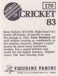 1983 Panini World Of Cricket Stickers #170 Peter Roebuck Back