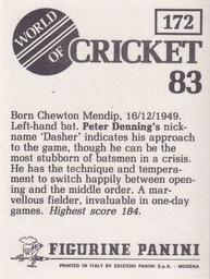 1983 Panini World Of Cricket Stickers #172 Peter Denning Back