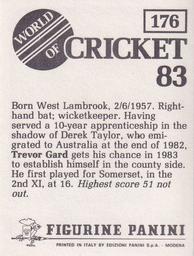 1983 Panini World Of Cricket Stickers #176 Trevor Gard Back