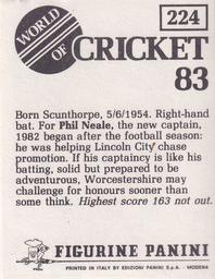 1983 Panini World Of Cricket Stickers #224 Phil Neale Back
