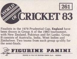 1983 Panini World Of Cricket Stickers #261 England Back
