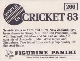 1983 Panini World Of Cricket Stickers #266 New Zealand Back
