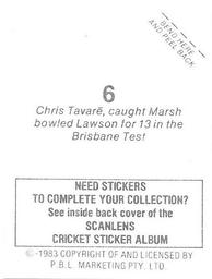 1983 Scanlens Cricket Stickers #6 Chris Tavare / Rod Marsh / Geoff Lawson Back