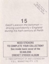 1983 Scanlens Cricket Stickers #15 Geoff Lawson Back