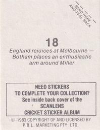 1983 Scanlens Cricket Stickers #18 Ian Botham / Geoff Miller Back