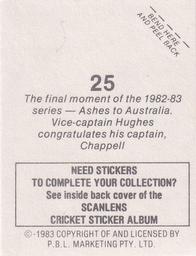 1983 Scanlens Cricket Stickers #25 Kim Hughes / Greg Chappell Back