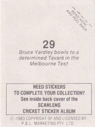 1983 Scanlens Cricket Stickers #29 Bruce Yardley / Chris Tavare Back