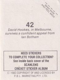 1983 Scanlens Cricket Stickers #42 David Hookes / Ian Botham Back