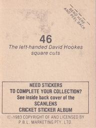 1983 Scanlens Cricket Stickers #46 David Hookes Back
