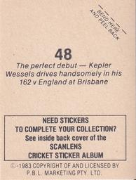 1983 Scanlens Cricket Stickers #48 Kepler Wessels Back