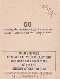 1983 Scanlens Cricket Stickers #50 Geoff Lawson Back