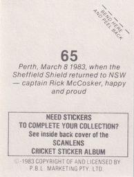 1983 Scanlens Cricket Stickers #65 Rick McCosker Back