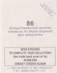 1983 Scanlens Cricket Stickers #86 Richard Hadlee / Vic Marks Back