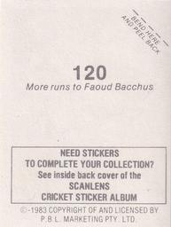 1983 Scanlens Cricket Stickers #120 Faoud Bacchus Back