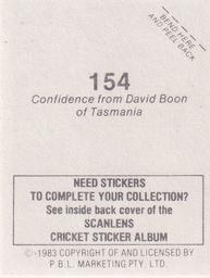 1983 Scanlens Cricket Stickers #154 David Boon Back
