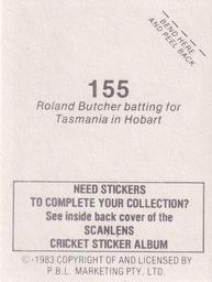 1983 Scanlens Cricket Stickers #155 Roland Butcher Back