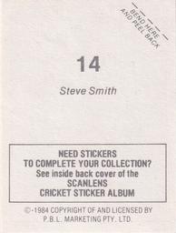 1984 Scanlens Cricket Stickers #14 Steve Smith Back