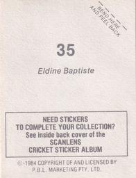 1984 Scanlens Cricket Stickers #35 Eldine Baptiste Back