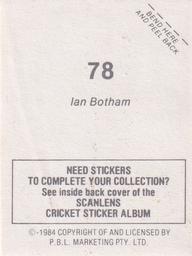 1984 Scanlens Cricket Stickers #78 Ian Botham Back