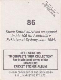1984 Scanlens Cricket Stickers #86 Steve Smith Back