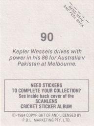 1984 Scanlens Cricket Stickers #90 Kepler Wessels Back