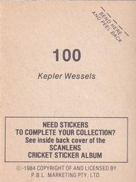 1984 Scanlens Cricket Stickers #100 Kepler Wessels Back