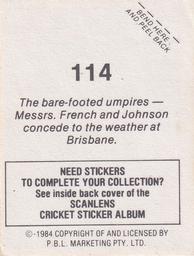 1984 Scanlens Cricket Stickers #114 Dick French / Mel Johnson Back