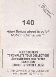 1984 Scanlens Cricket Stickers #140 Allan Border / Mohsin Khan Back
