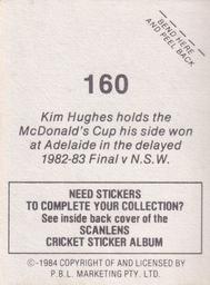 1984 Scanlens Cricket Stickers #160 Kim Hughes Back